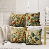 preiswerte Blumen- und Pflanzenstil-Vintage Pastoral Dekorative Kissenbezüge 4PC Weicher quadratischer Sofakissenbezug Kissenbezug für Schlafzimmer Wohnzimmer Sofa Stuhl