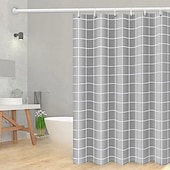 abordables Cortinas de ducha-Cortina de Ducha Forro PEVA Impermeable 12 Ganchos Decoración de Baño Estilo Nórdico Impresión de Triángulo/Cuadro de Playa y Océano
