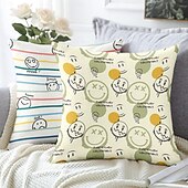 baratos Fronhas de Almofadas de Decoração-Sorriso Feliz Capas de Almofada Decorativas 1PC Almofada Quadrada Macia para Sofá para Quarto Sala de Estar Cadeira