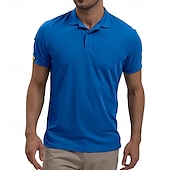 cheap Men&#039;s Classic Polo-Men&#039;s Golf Shirt Golf Polos Shirts Work Casual Lapel Short Sleeve Basic Modern Plain Patchwork Buttons Summer Regular Fit Blue Sky Blue Army Green Golf Shirt