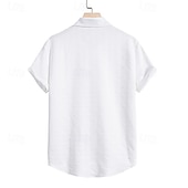 economico camicia da uomo con bottoni-Per uomo Camicia Camicia Estiva Camicia casual Camicia da Spiaggia Camicia con Bottoni Bianco Manica Corta Colore Solido / Tinta Unita Bavero Vacanza Camicia hawaiana Abbigliamento Poliestere Moda
