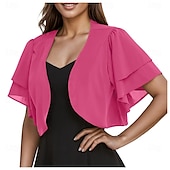 billige Brudesjaler-Kvinnes Wrap Elegant Solbeskyttelse Kortermet Chiffon Bryllupswraps Med Ren Farge Bryllup Sommer