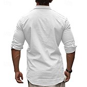 preiswerte Freizeithemden für Herren-Herren Baumwollhemd Schwarz Weiß Kaki Dunkelgray Leicht Blau Langarm Einfach Revers Urlaub Hawaiianisch Button-Down Bekleidung 100% Baumwolle Mode Lässig Bequem