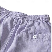 billiga Herrarnas Elite Shorts-herrshorts i 100 % linne enfärgad knälång utomhus casual daglig semester etnisk stil denim blå ljus khaki oelastisk