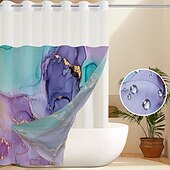 رخيصةأون ستائر الدوش-No Hook Shower Curtain 180cm*180cm(70&quot;*70&quot;) Leaves Pattern Snap-In Fabric Liner Sheer Top Window Waterproof Double-Layer Bathtub Curtain