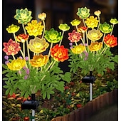baratos Luzes de paisagem-1 lâmpada de encaixe para simulação solar de suculentas para áreas externas, jardim de pátio, caminho de gramado, lâmpada de paisagem, lâmpada decorativa, presente para entusiastas de jardinagem