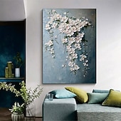 abordables Peintures fleurs/botaniques-Peinture à l&#039;huile de fleurs peintes à la main, peinture de fleurs sauvages, texture 3D faite à la main, peinture de fleurs en fleurs, toile de très grande taille, peinture de flore, art mural,