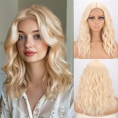 voordelige Synthetische trendy pruiken-18 inch korte golvende zwarte pruik voor vrouwen, middellange zwarte bob, synthetische hittebestendige, natuurlijke en realistische zwarte haarpruik voor dagelijks kapsel, cosplay, feestgebruik