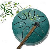 baratos Presentes-Tambor de chuva para jardim externo com protetores de dedos de 3 polegadas e 6 notas, tambor de língua de aço, mini tambor de mão à prova d&#039;água com protetores de dedos, instrumento musical de