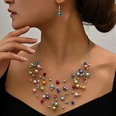 levne Sady šperků-Sada náušnic 1 sada Napodobenina perel Náušnice Náhrdelníky Dámské Módní Sada šperků Pro Svatební host Dar Festival