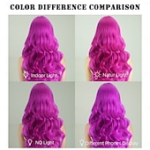 cheap Party Wigs-Synthetic Wig Wavy Bouncy Curl Layered Haircut Neat Bang Machine Made Wig 28 inch A1 Synthetic Hair Women&#039;s Classic Color Gradient Highlighted / Balayage Hair Purple