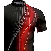 cheap Men&#039;s Jerseys-Men&#039;s Cycling Jersey Short Sleeve Bike Jersey Top with 3 Rear Pockets UV Resistant Breathable Quick Dry Front Zipper Black Sports Clothing Apparel