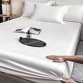 abordables Parures de draps-Drap-housse en soie glacée pièce unique housse de lit en soie glacée d&#039;été protège-matelas Simmons ensemble de trois pièces