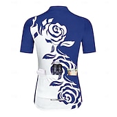 abordables Maillots de mujer-Mujer Maillot de Ciclismo Graphic Flores Botánica Rosa Manga Corta Bicicleta Maillot Camiseta con 3 bolsillos traseros Filtro Solar Resistente a los rayos UV Secado rápido Bandas Reflectantes Deportes