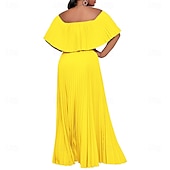 abordables Mariage Décontracté / de Jour-Robe A-Line robes de quinceanera élégante robe mariage invitée de mariage longueur sol manches courtes épaules dénudées polyester sans dos avec plis