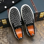 levne Pánské nazouváky a mokasíny-pánské černé slip-on boty s perleťovými detaily - elegantní společenské tenisky na svatby, taneční večírky a luxusní akce