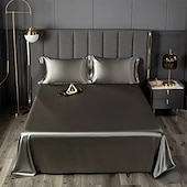 abordables Parures de draps-Drap en soie glacée Pièce unique Drap de satin Drap de soie cool Housse de coussin Ensemble de trois pièces