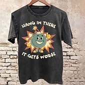 ieftine Tricou grafic pentru bărbați-Bărbați Desene Animate Retro Epocă Tricou Tricou Cămașă spălată Bumbac Manșon scurt Grafic Cămaşă Negru Tricou confortabil Stradă Zilnic Îmbrăcăminte de designer de modă