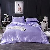cheap Sheets &amp; Pillowcase-Pure Color Washed Silk Ice Silk Satin Simulated Silk Four-piece Set Summer Home Textile Bedding
