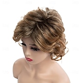 tanie starsza peruka-krótkie blond peruki dla kobiet krótkie fryzury pixie kręcone włosy peruka puszyste naturalne wyglądające syntetyczne włosy codzienne peruki
