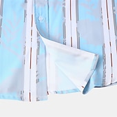 economico camicia da uomo con bottoni-Per uomo Camicia Camicia Estiva Camicia casual Camicia da Spiaggia Camicia con Bottoni Blu / bianco Manica Corta Strisce verticali Bavero Vacanza Camicia hawaiana Abbigliamento Poliestere Moda Casual
