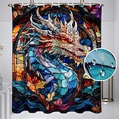 tanie Zasłony prysznicowe-Zasłona prysznicowa z haczykami 180cm*180cm (70&quot;*70&quot;) z poliesteru zmywalna wodoodporna z wzorem do dekoracji łazienki z motywem zwierząt i kwiatów