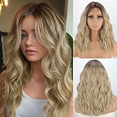 voordelige Synthetische trendy pruiken-18 inch korte golvende zwarte pruik voor vrouwen, middellange zwarte bob, synthetische hittebestendige, natuurlijke en realistische zwarte haarpruik voor dagelijks kapsel, cosplay, feestgebruik
