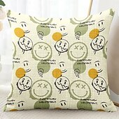 baratos Fronhas de Almofadas de Decoração-Sorriso Feliz Capas de Almofada Decorativas 1PC Almofada Quadrada Macia para Sofá para Quarto Sala de Estar Cadeira