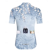 abordables Maillots pour femmes-Femmes Maillot de cyclisme Manche Courte Cyclisme Maillot Top avec 3 poches arrière Écran solaire Résistant aux UV Respirant Séchage Rapide Bleu Des sports Vêtement Tenue