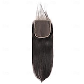 cheap Closure &amp; Frontal-6x6 Transparent Lace Closure Human Hair straight Brazilian Remy Hair Pre Plucked With Baby Hair Natural Color Hair