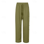 abordables pierna ancha y cintura alta-Mujer pantalones Pantalones Casual Longitud total Cintura Media Plano Hebilla Diseño de cordón elástico Al Aire Libre Cómodo Festivos Ropa Cotidiana Fin de semana Rojo oscuro Magenta Verde oscuro Gris