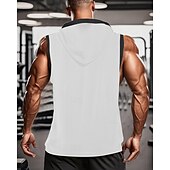 abordables Camisetas sin mangas de gimnasio-Hombre Camiseta sin mangas Top Camisetas Interiores Camisa sin mangas Sin Mangas Con Capucha Verano Bloque de color Moda Design Básico Retazos Vacaciones Calle Noche Negro Blanco Rojo Camiseta