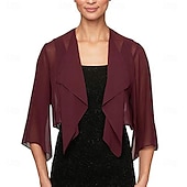 economico impacchi per gli invitati al matrimonio-Sciarpa Leggera in Chiffon Estiva Per Donne Matrimonio Gilet Per Signore Protezione Solare Blusa Con Collo Flash Maniche Di Lunghezza Media
