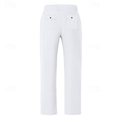 economico Classico-Per uomo Pantaloni di Lino Pantaloni Pantaloni Estivi Pantaloni da Spiaggia Tasca Coulisse Elastico in vita Semplice Comodità Traspirante Vacanza Quotidiano Ferie Hawaiano Boho Nero Bianco