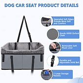 abordables Housses de siège de voiture-Siège d&#039;appoint portable pour animaux de compagnie, siège auto pour petits chiens avec 2 laisses de sécurité à clipser et sangles réglables