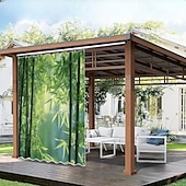 billiga Vattentäta gardiner-Vattentät utomhusgardin sekretess skjutdörrsgardin draperier pergolagardiner öljett 3D landskap bambuskog för altan balkong veranda fest 1 panel