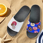 abordables Sandales de Vacances-Sandales à enfiler pour homme, motif flamant rose et motif coloré – style décontracté et amusant pour la plage, la piscine et les vacances d&#039;été