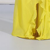 cheap YELLOW-Mermaid / Trumpet Yellow Dresses Ruffle Dress Semi Formal Wedding Guest Dress Asymmetrical Sleeveless One Shoulder with Slit