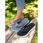 billiga Komfortsandaler-flip flop-sandaler för kvinnor med vadderad sula – avslappnade lätta slip-on skor för sommarpromenader och stranddagar
