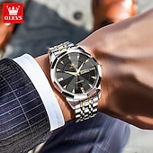 cheap Quartz Watches-OLEVS 9977 Men&#039;s Top Luxury Brand Quartz Watch, Fashion Business, Stainless Steel, Date Week, Diamond Scale, Waterproof