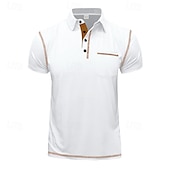 baratos Polo Clássico Masculino-Homens Camisa de golfe Camisas Polos de Golfe Trabalho Casual Lapela Manga Curta Básico Moderno Bloco de cor Patchwork Botões Verão Normal Preto Branco Vinho Azul Marinha cáqui Verde Tropa Camisa de