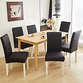 abordables Funda para silla de comedor-1/2/6 fundas elásticas para sillas de comedor y fundas antideslizantes impermeables de moda para sillas de comedor fundas simples de cuero artificial adecuadas para la decoración del hogar hotel