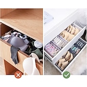 economico Organizzatori di Cassetti per Vestiti-Confezione da 3 organizer per cassetti per calzini e biancheria intima, divisori pieghevoli in tessuto per reggiseni, mutandine, cravatte, lingerie, contenitori portaoggetti per cassetti e ripiani.