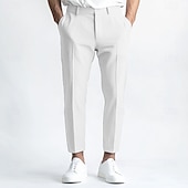 voordelige Casual pakken-heren linnen broek nette broek zomerbroek recht pijp effen ademend casual dagelijks standaard pasvorm zwart wit blauw