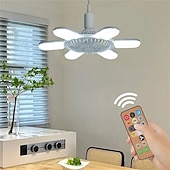 お買い得  電球-E27 シーリングファン（ライト付き）、U字型 6 枚葉 LED 折りたたみリーフライト、リモコン調光ファンライト、寝室、ガレージ用小型シーリングファン、インテリジェントタイミング、ヘッドシェイクオリエンテーション