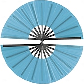 abordables Fournitures pour fêtes-Lot de 2 grands éventails à main pliables pour danse en ligne, style chinois, japonais, kung fu, tai chi, popping, clac, rave