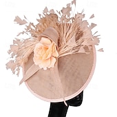 voordelige Bruiloft Zendspoel-Helm Veren Sinamay Bruiloft Avond Feest Elegant Bruiloft Met Veer Bloem Helm Hoofddeksels