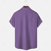 cheap Geometric Pattern-Men&#039;s Geometric Line Shirt Casual Shirt Button Up Shirt Short Sleeve Fashion Casual Vacation Holiday Streetwear Summer Turndown 3D Print Front One Pocket Linen Like Shirt Blue Purple Green