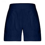 economico Pantaloncini in lino di cotone-Per donna Pantaloncini in cotone e lino Shorts Pantaloni Eleganti Casual Corto Naturale Semplice Tasca Elastico in vita Comodo All&#039;aperto Quotidiano Ferie Vinaccia Grigio Nero Bianco Estate