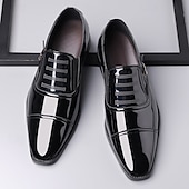 preiswerte Formell-Herrenschuhe - schwarz-weiße Lackschuhe mit Schnalle für Hochzeiten, Galas und Tanzpartys